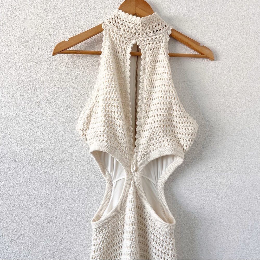 Alice McCall Salty Kisses Crochet Porcelain Cutout Resortwear Summer Midi Dress - Picture 3 of 10